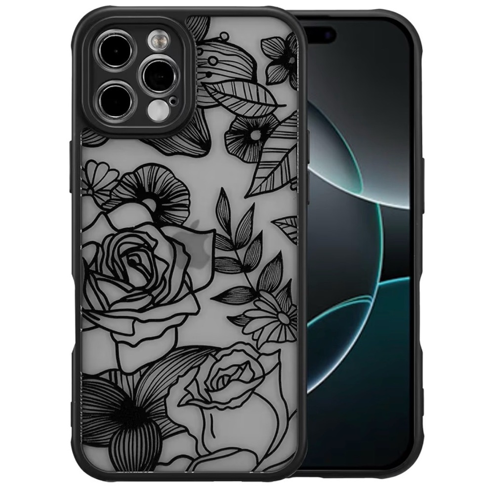 XIZYO iPhone 16 Pro Case Floral Rose Design Slim TPU Bumper Shockproof Cover